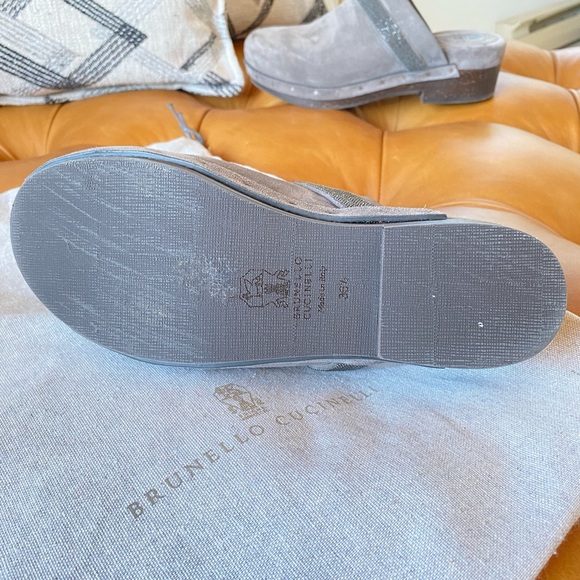 BRUNELLO CUCINELLI Bead-embellished suede clogs - Picture 11 of 13